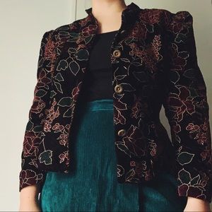 vintage floral velvet gold button blazer medium